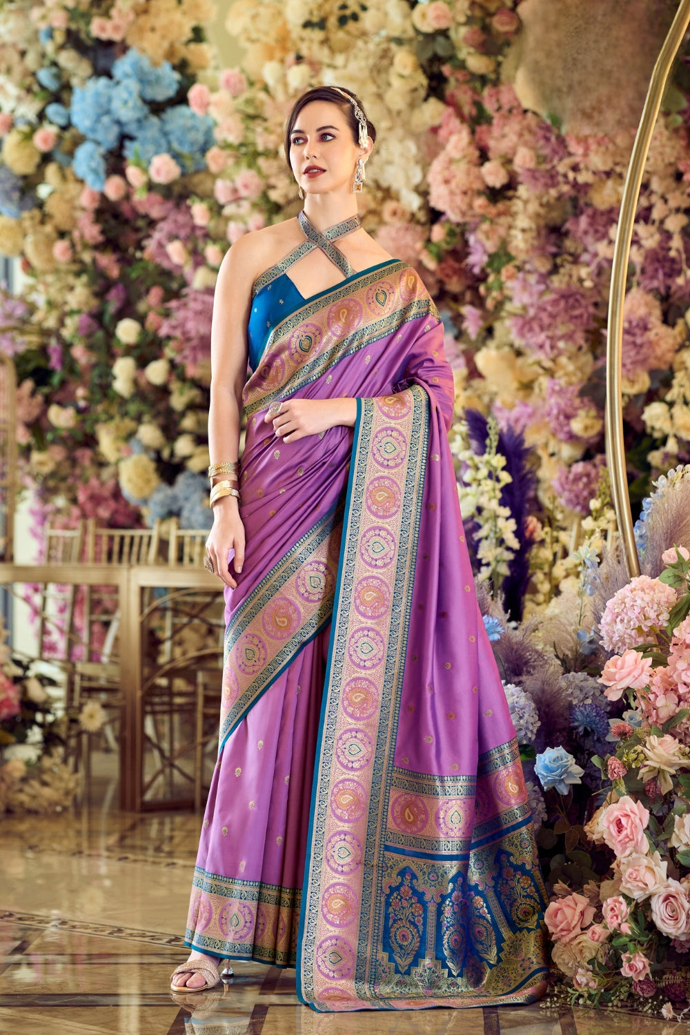 Purple Pure Soft Banarasi Silk Saree