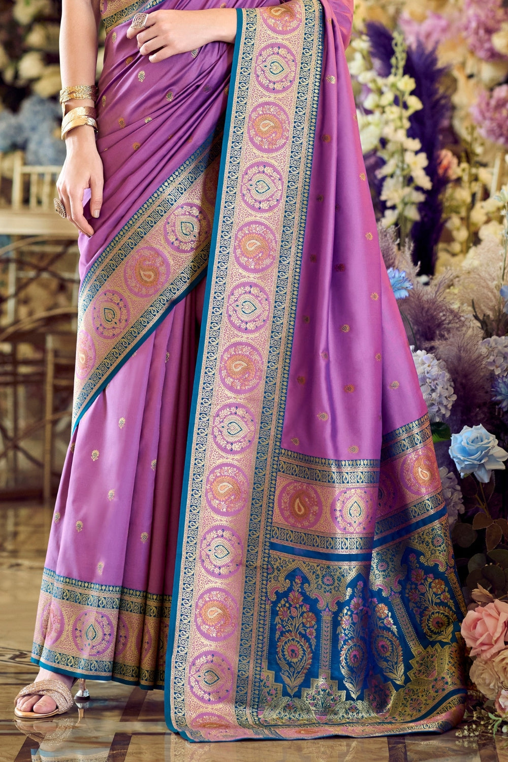 Purple Pure Soft Banarasi Silk Saree