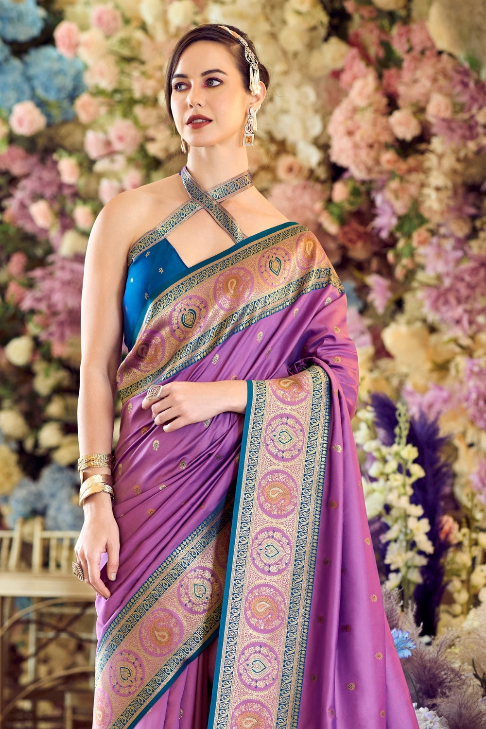 Purple Pure Soft Banarasi Silk Saree
