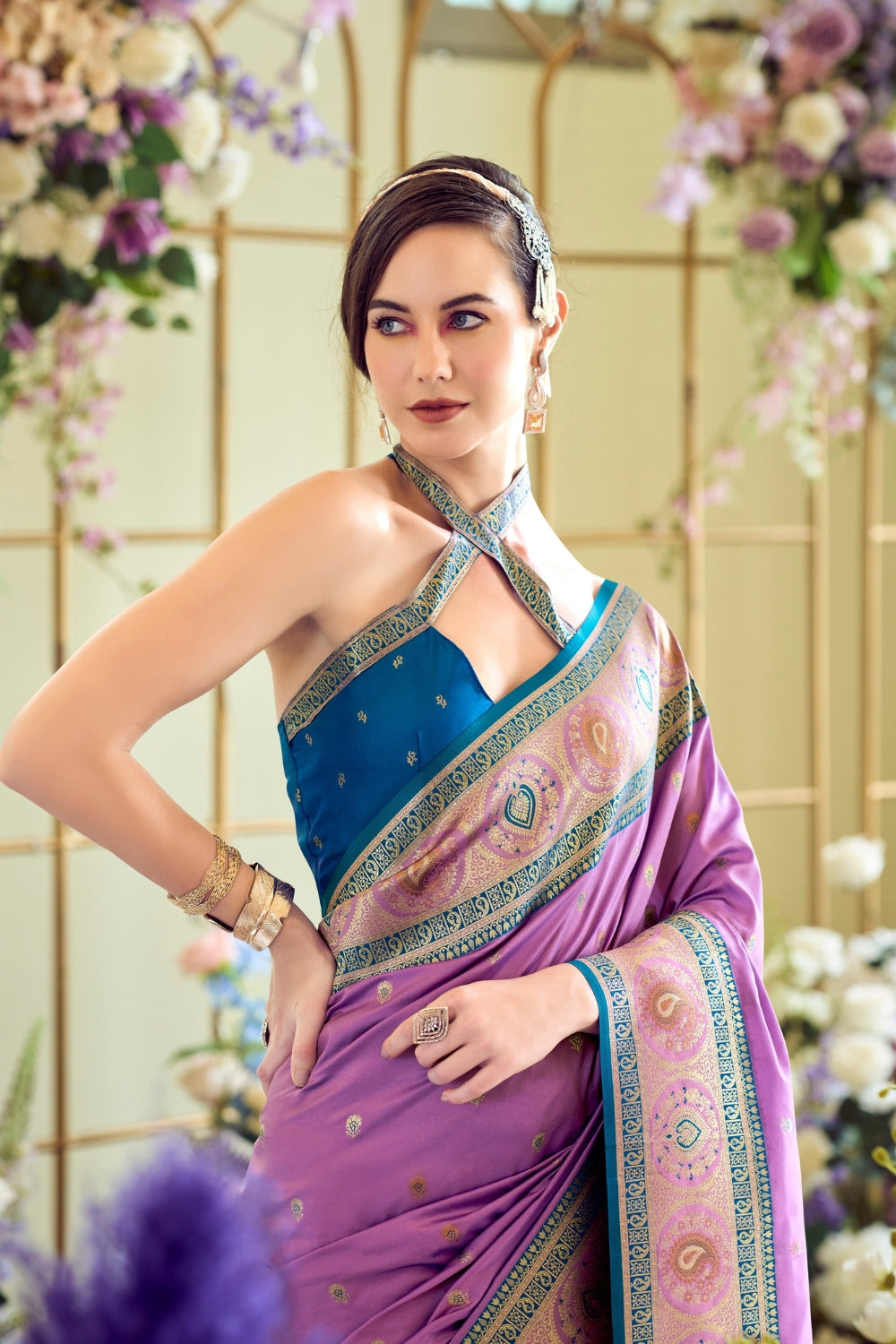 Purple Pure Soft Banarasi Silk Saree