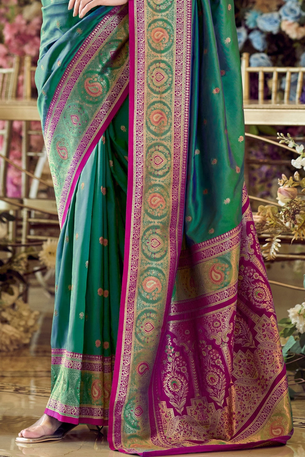 Green Pure Soft Banarasi Silk Saree