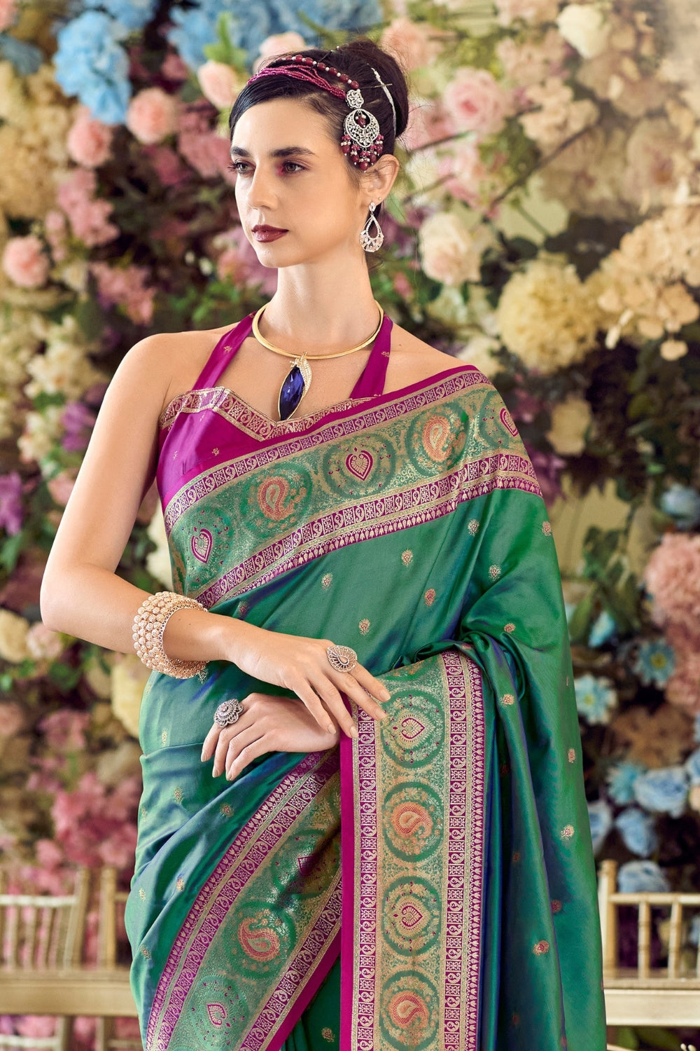 Green Pure Soft Banarasi Silk Saree