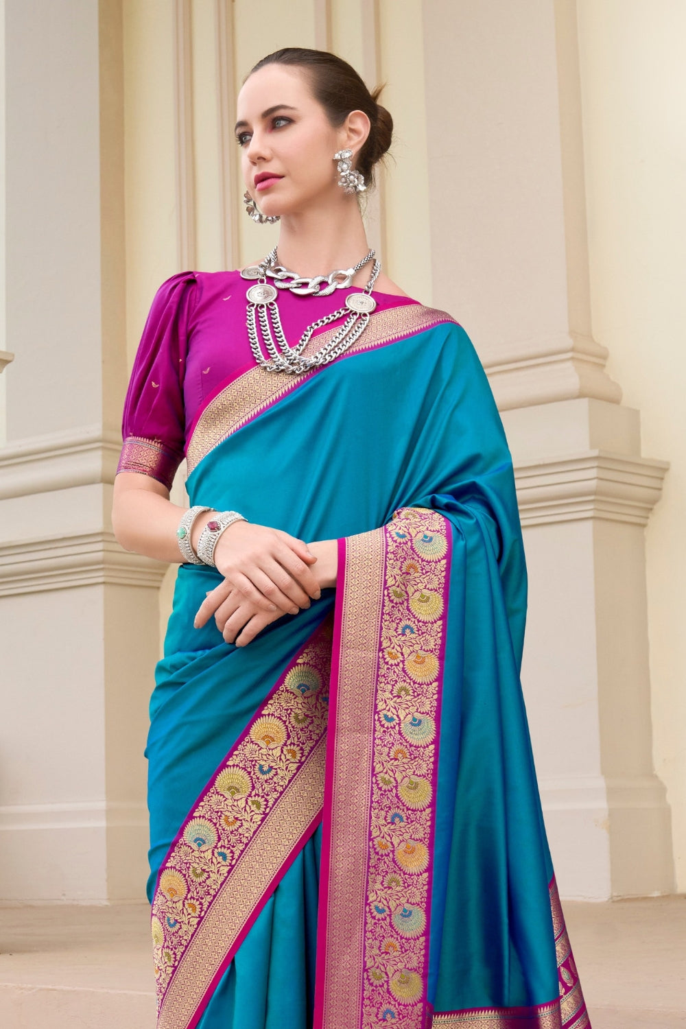 Blue Pure Banarasi Soft Silk Saree