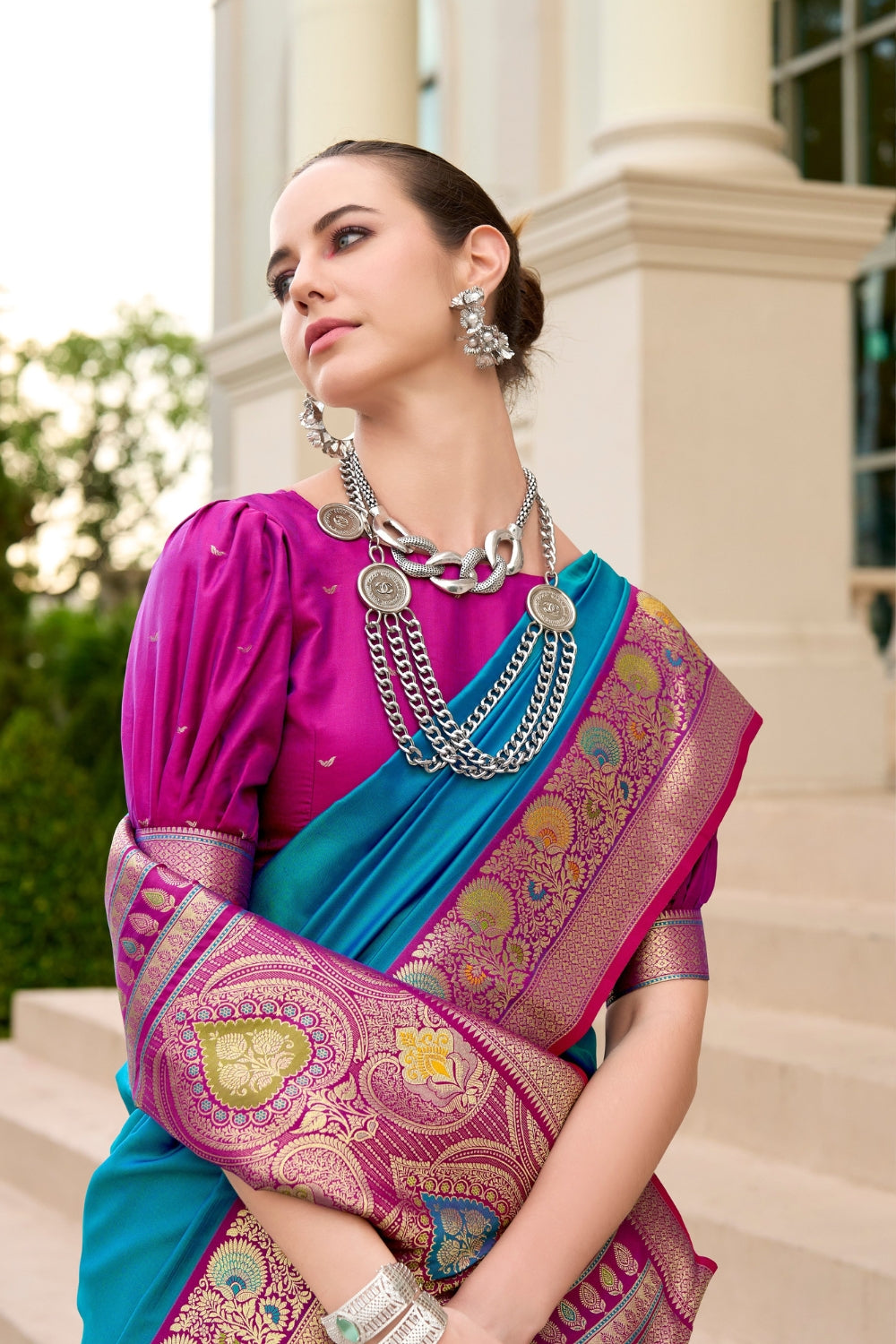 Blue Pure Banarasi Soft Silk Saree