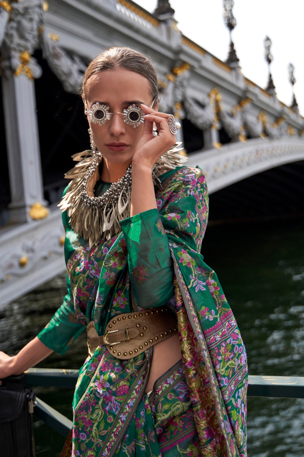 Dark Blue Organza Saree