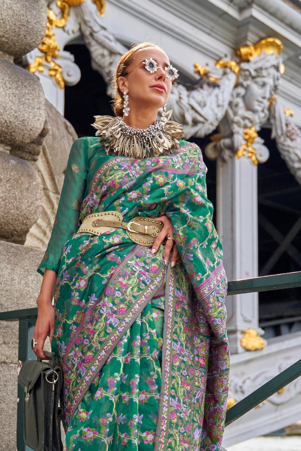 Dark Blue Organza Saree