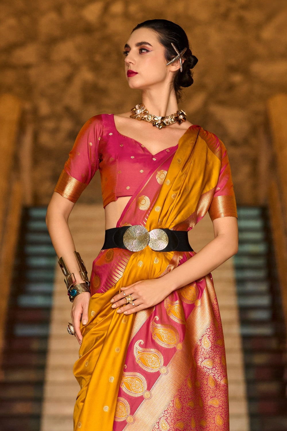 Yellow Soft Silk Saree