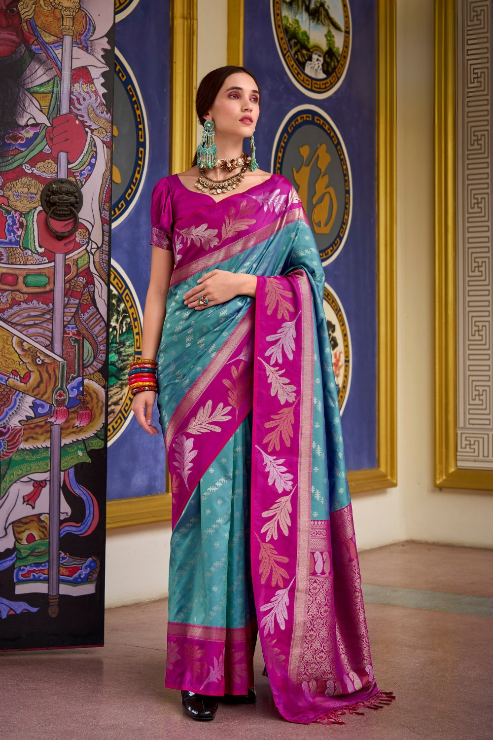 Blue Pure Banarasi Soft Silk Saree