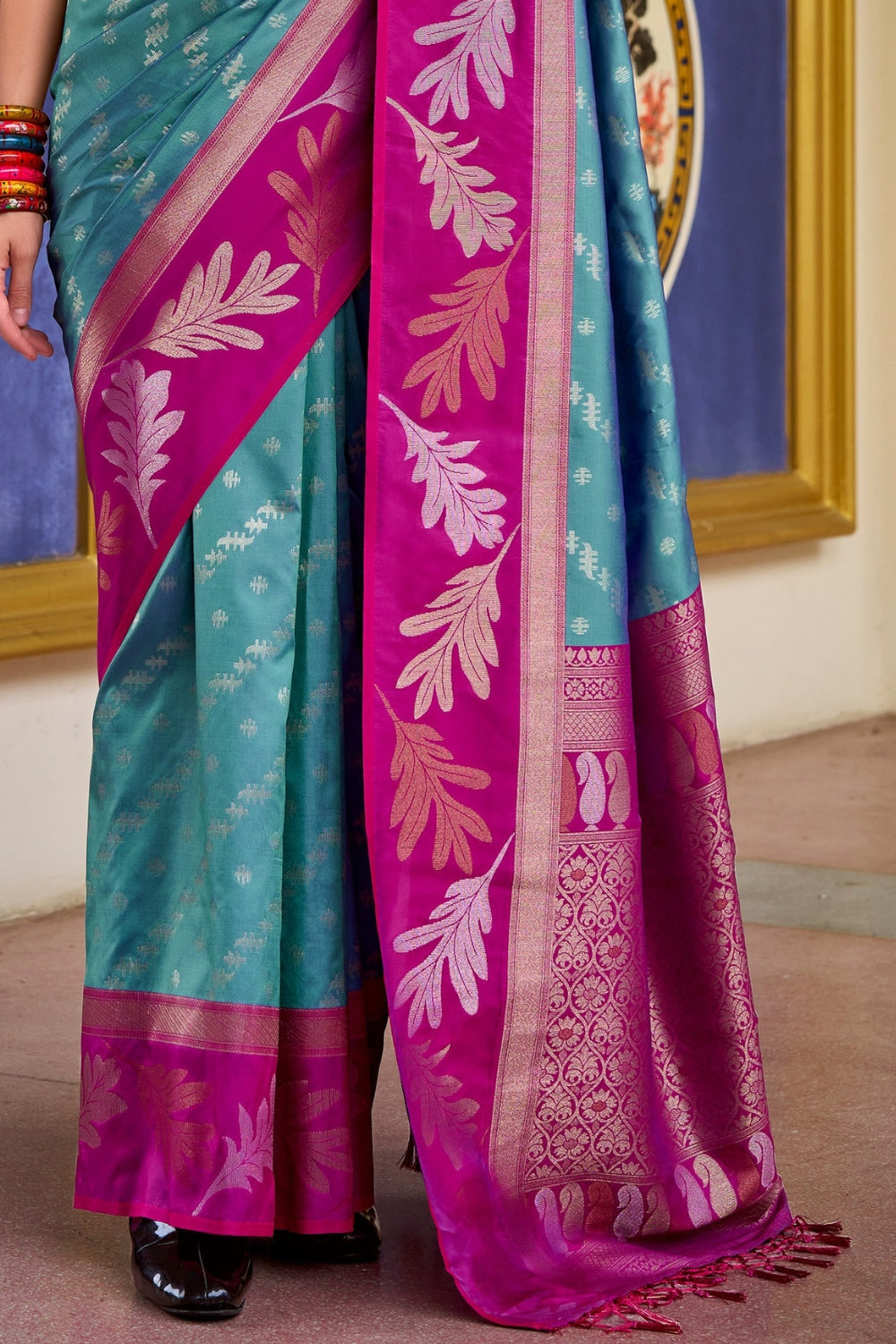 Blue Pure Banarasi Soft Silk Saree