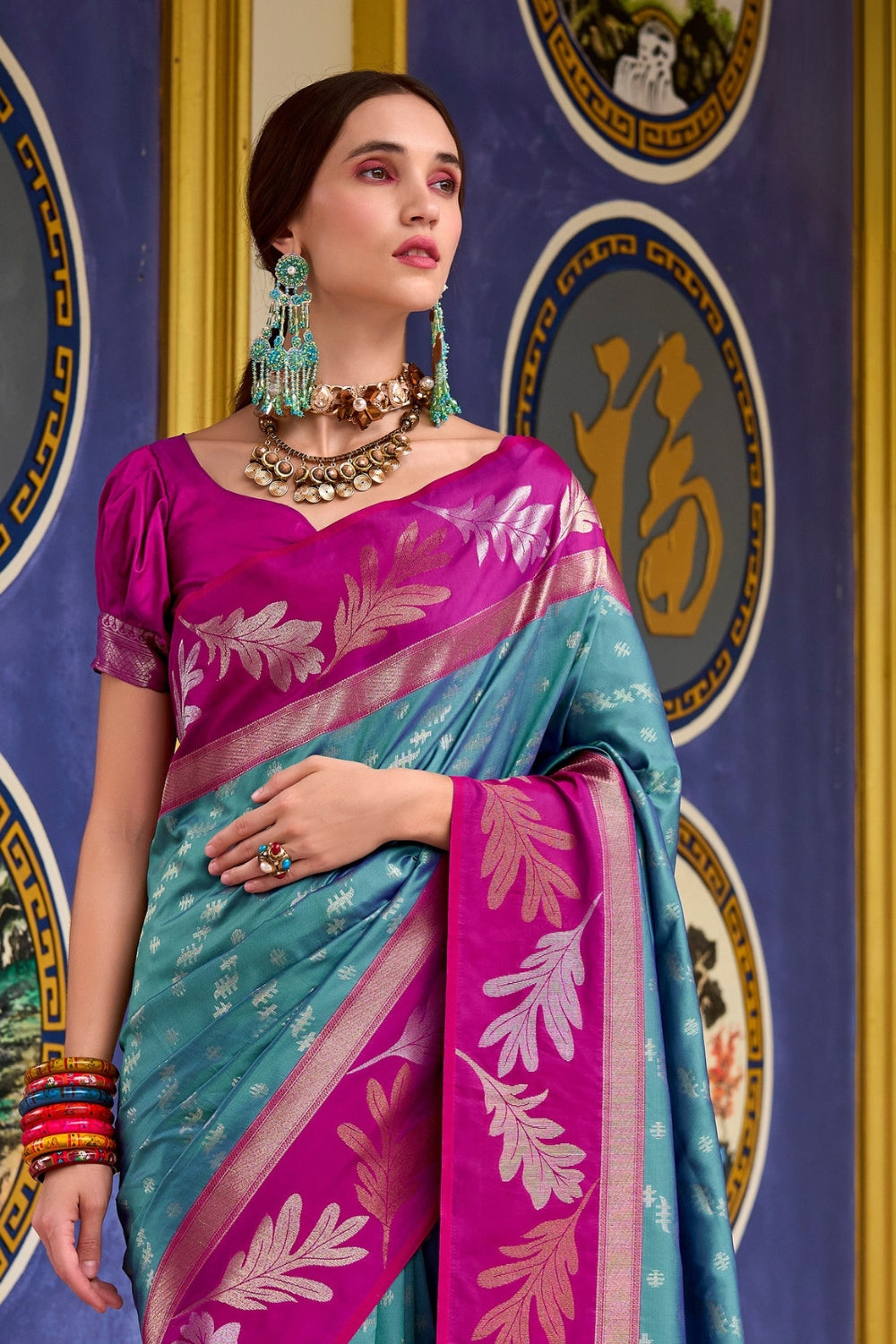Blue Pure Banarasi Soft Silk Saree