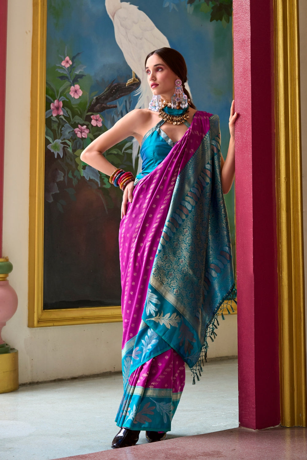 Pink Pure Banarasi Soft Silk Saree