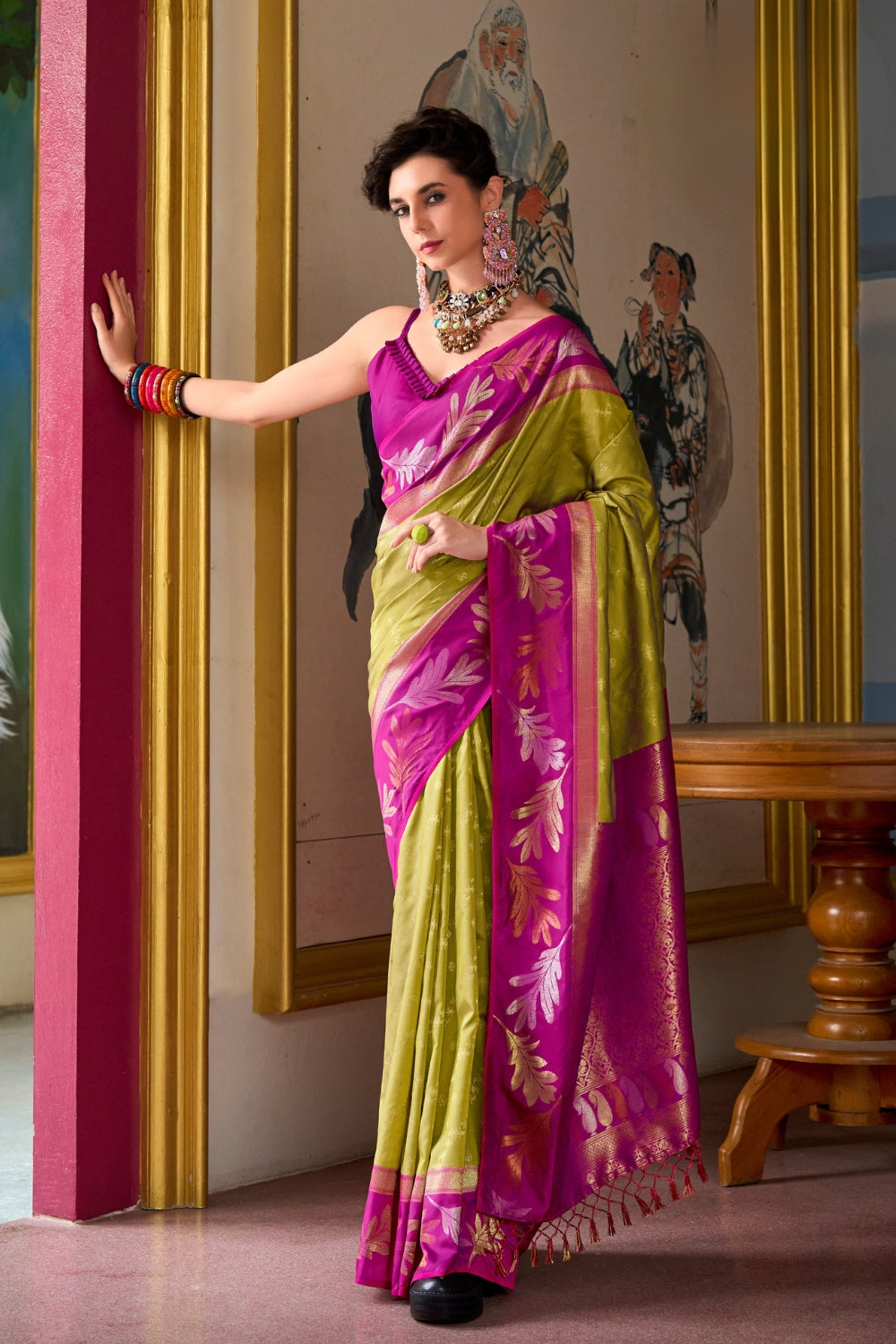 Green Pure Banarasi Soft Silk Saree