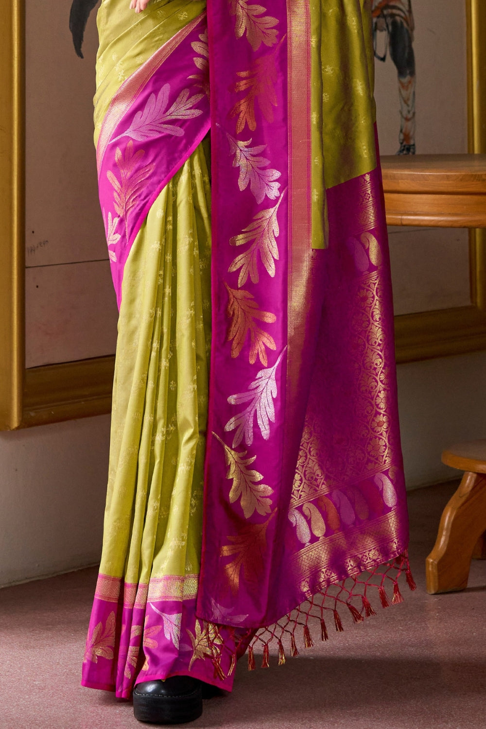 Green Pure Banarasi Soft Silk Saree