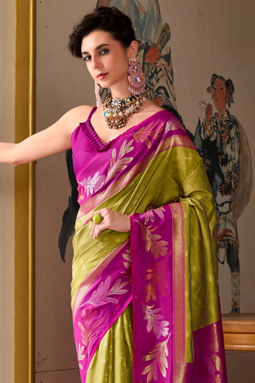 Green Pure Banarasi Soft Silk Saree