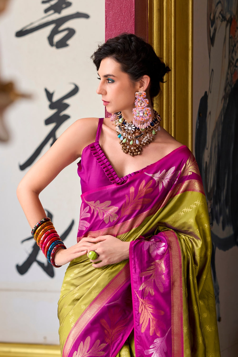 Green Pure Banarasi Soft Silk Saree