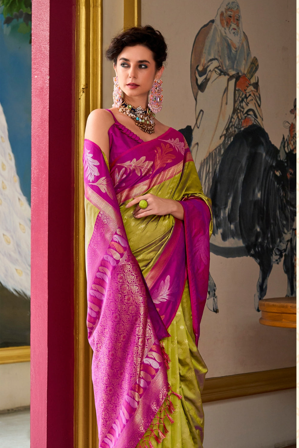 Green Pure Banarasi Soft Silk Saree