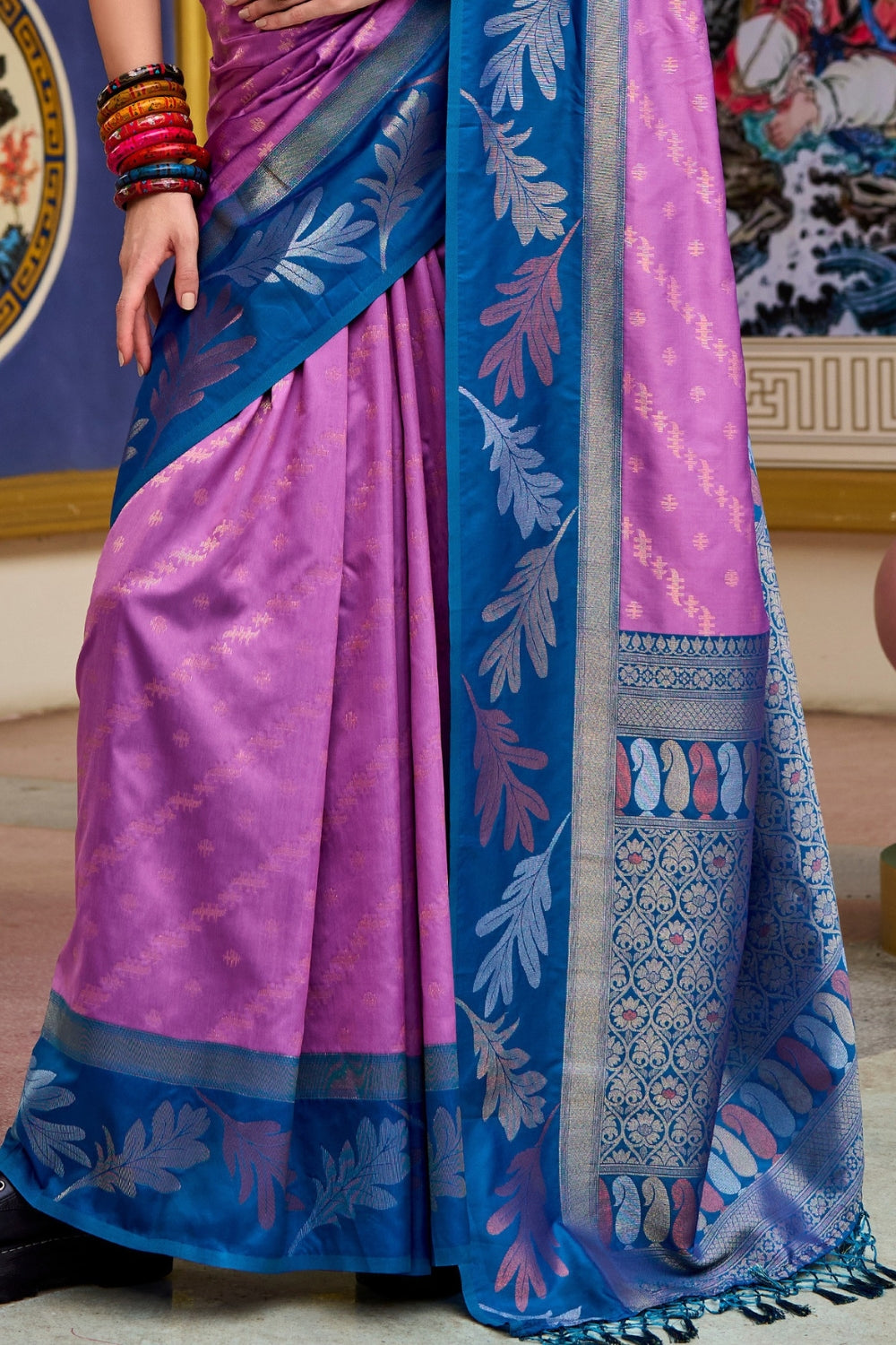 Purple Pure Banarasi Soft Silk Saree