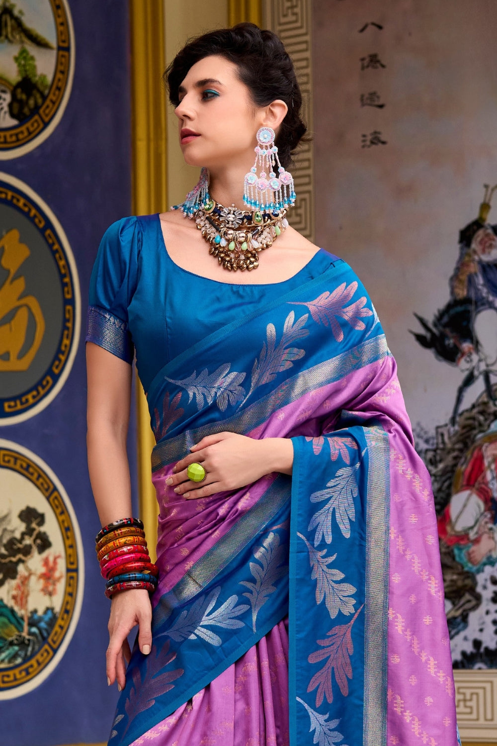 Purple Pure Banarasi Soft Silk Saree