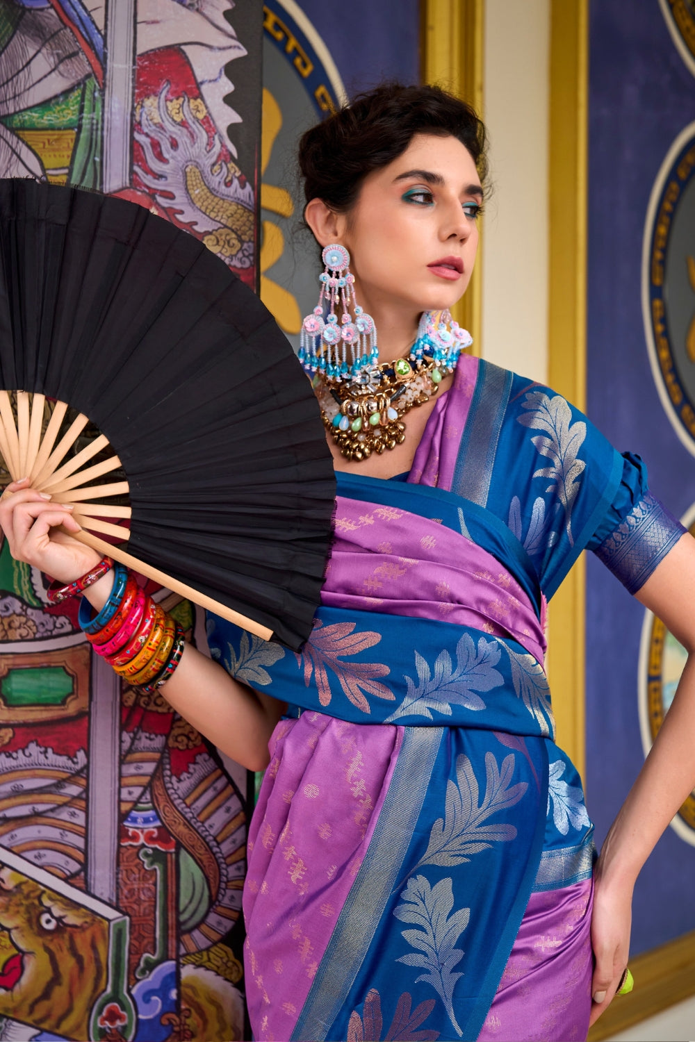 Purple Pure Banarasi Soft Silk Saree