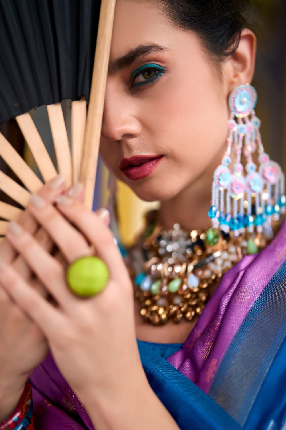 Purple Pure Banarasi Soft Silk Saree