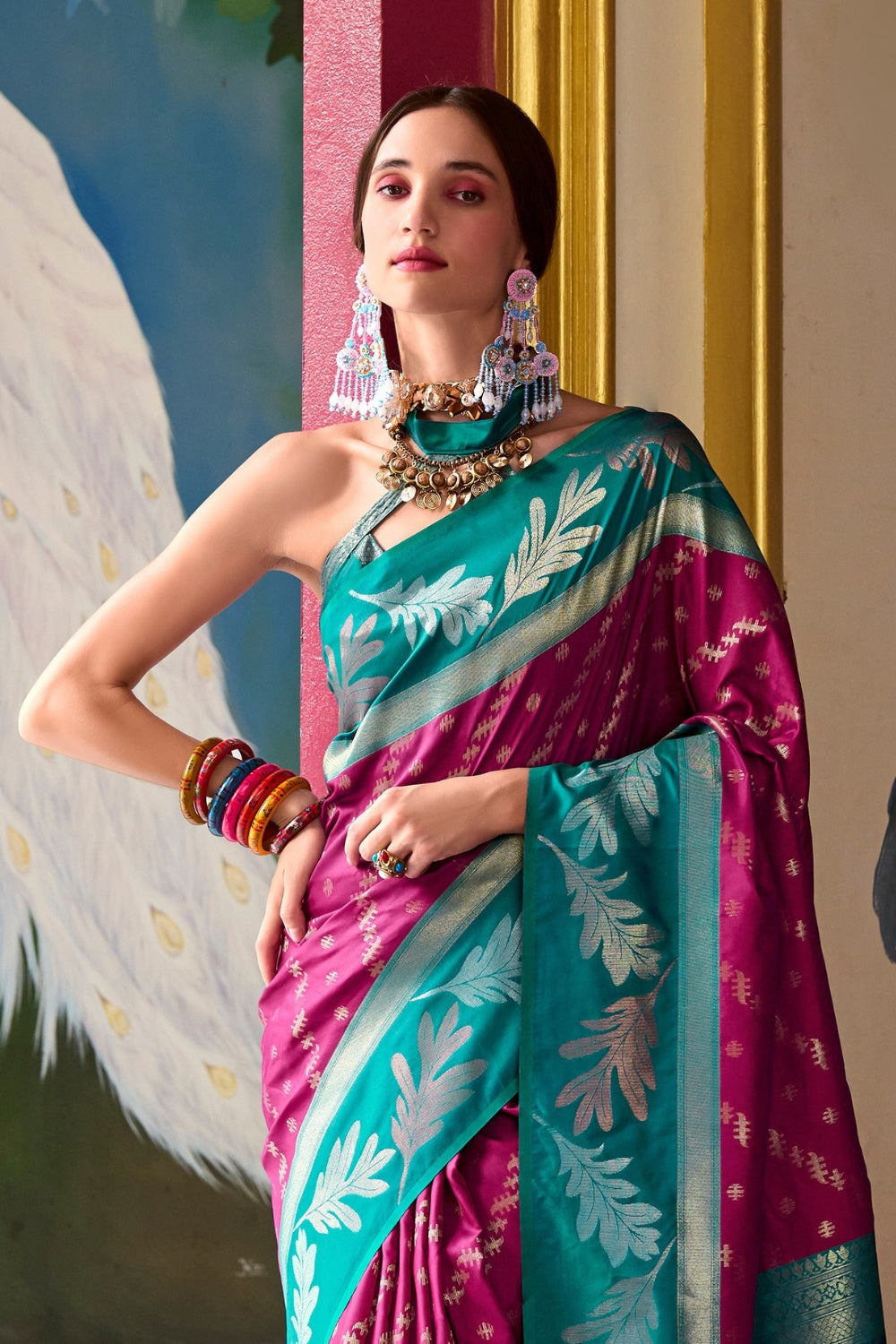 Burgundy Pure Banarasi Soft Silk Saree