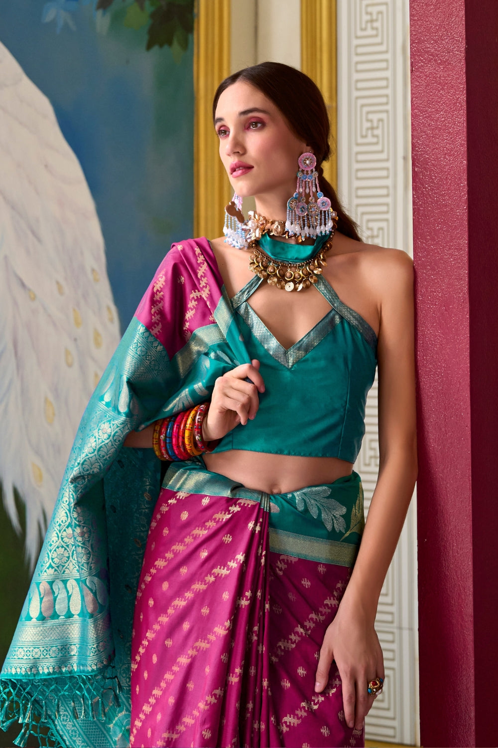 Burgundy Pure Banarasi Soft Silk Saree