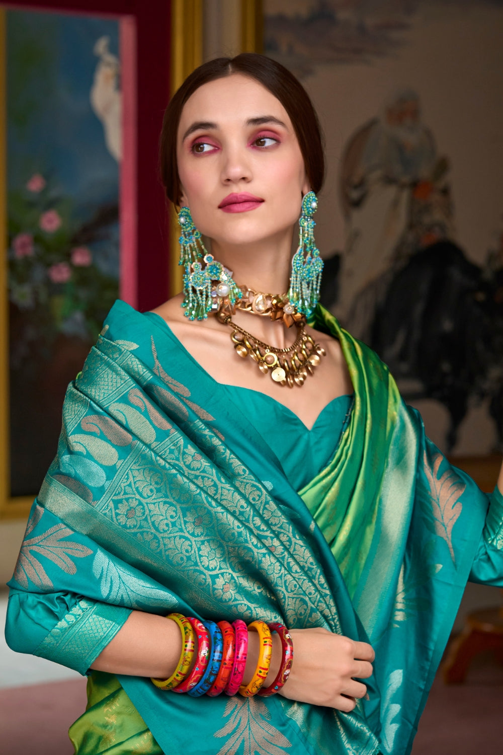 Green Pure Banarasi Soft Silk Saree