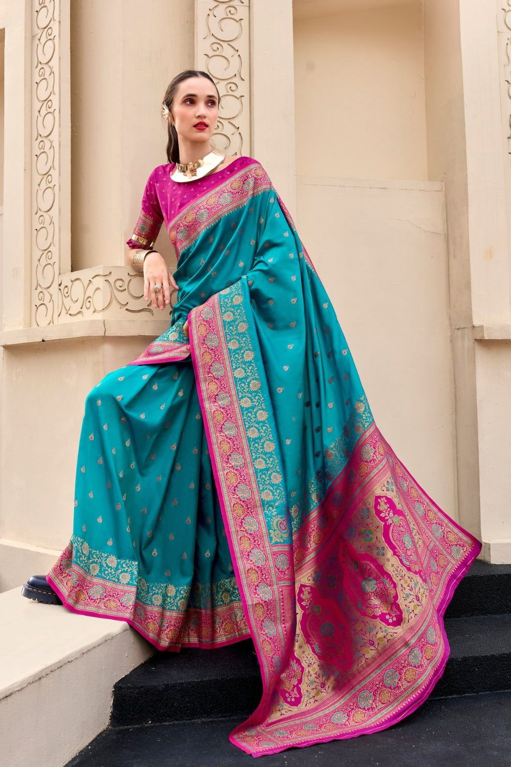 Blue Banarsi Silk Saree