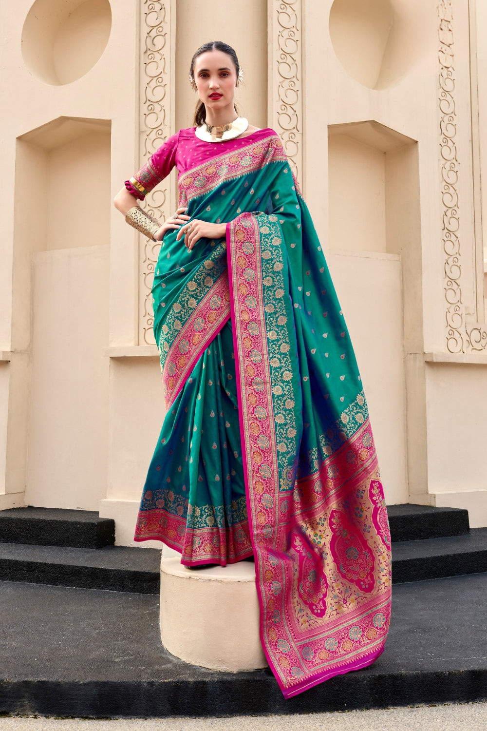 Green Banarsi Silk Saree
