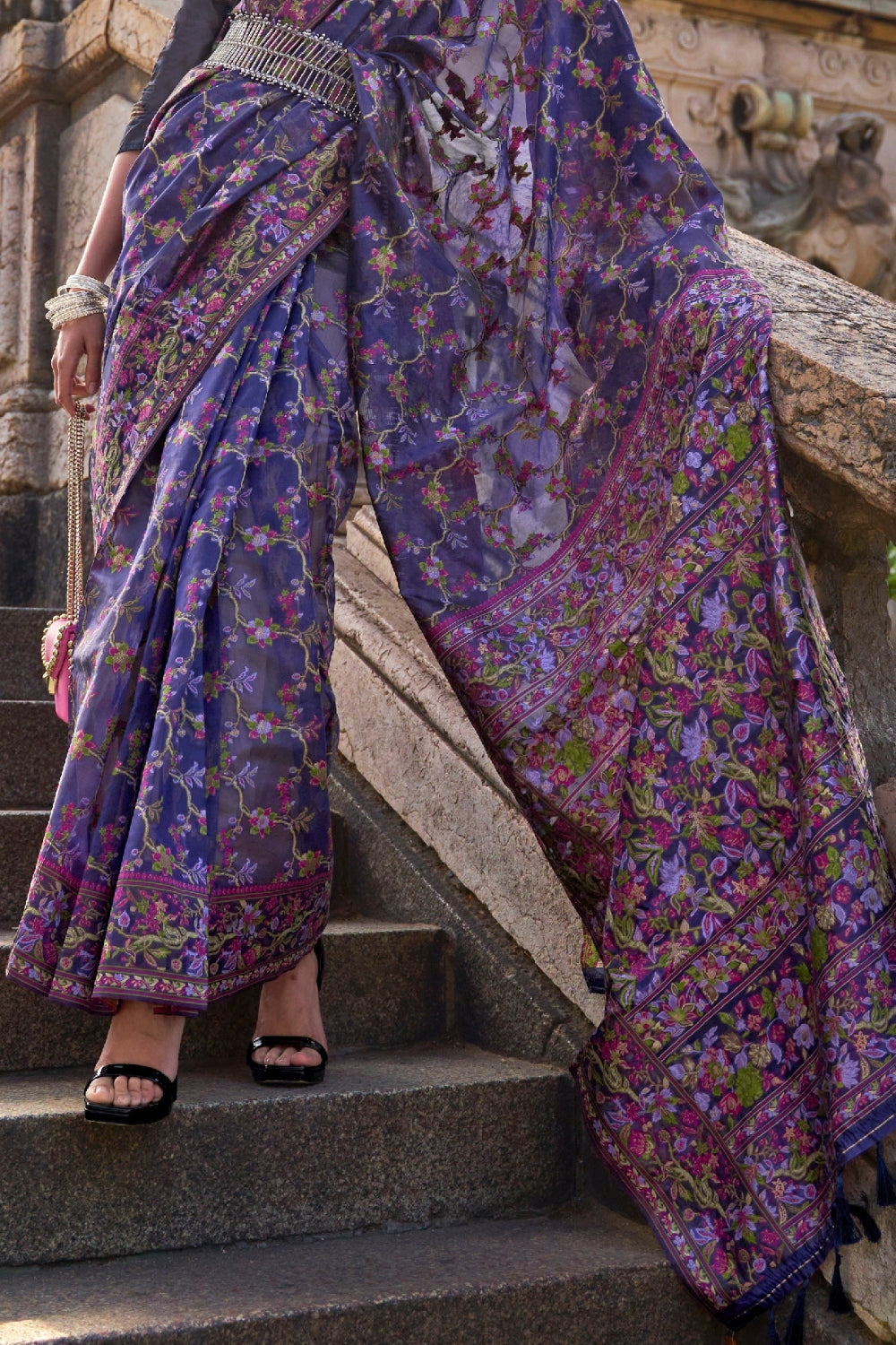 Indigo Blue Organza Saree