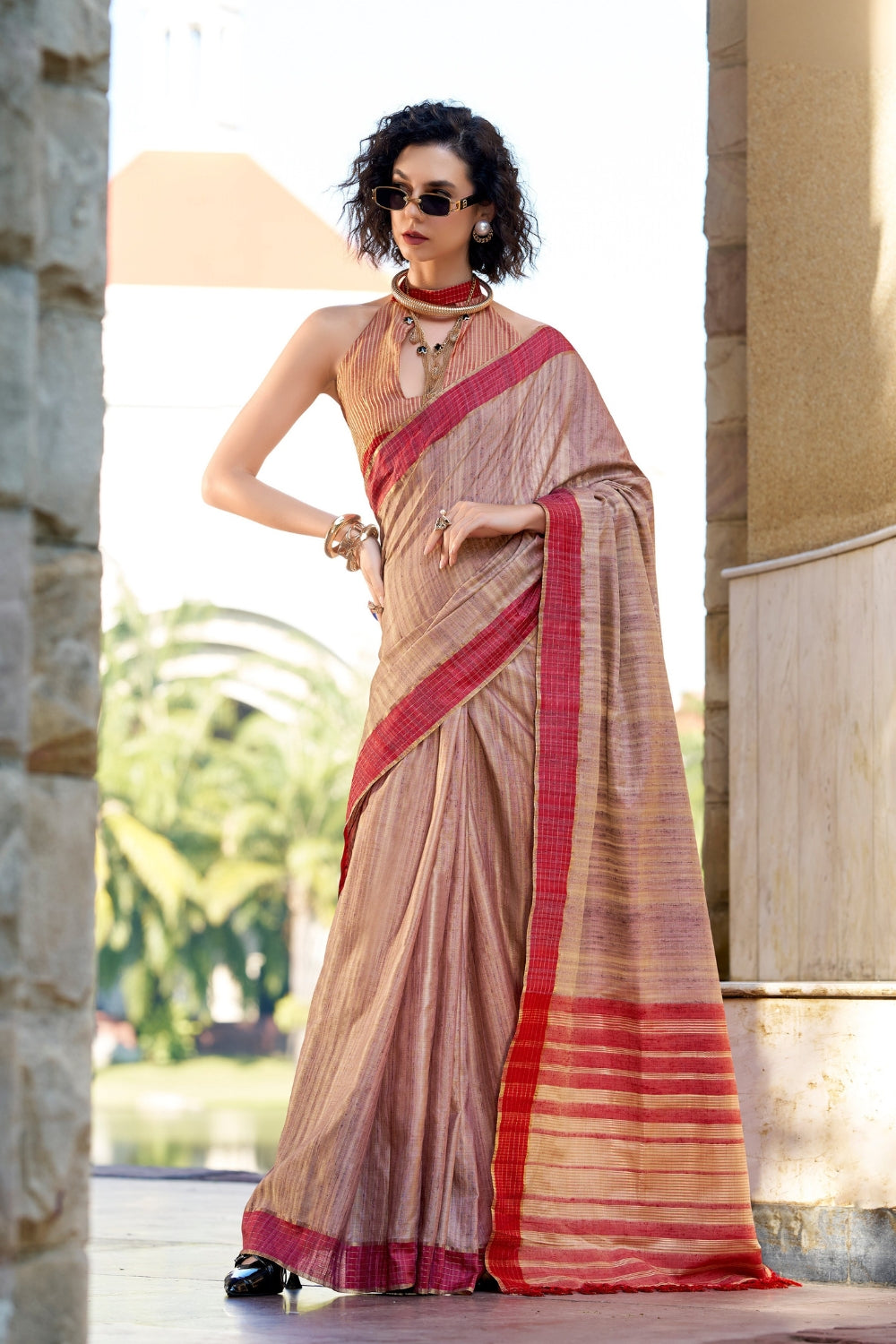 Beige Handloom Silk Saree