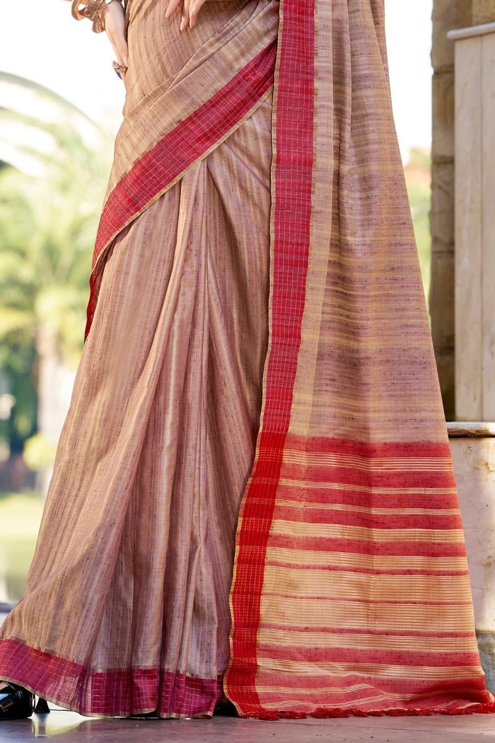 Beige Handloom Silk Saree