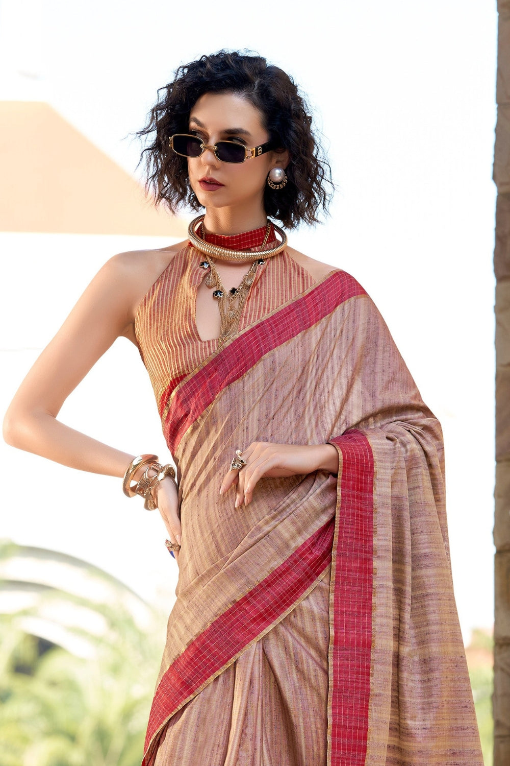 Beige Handloom Silk Saree