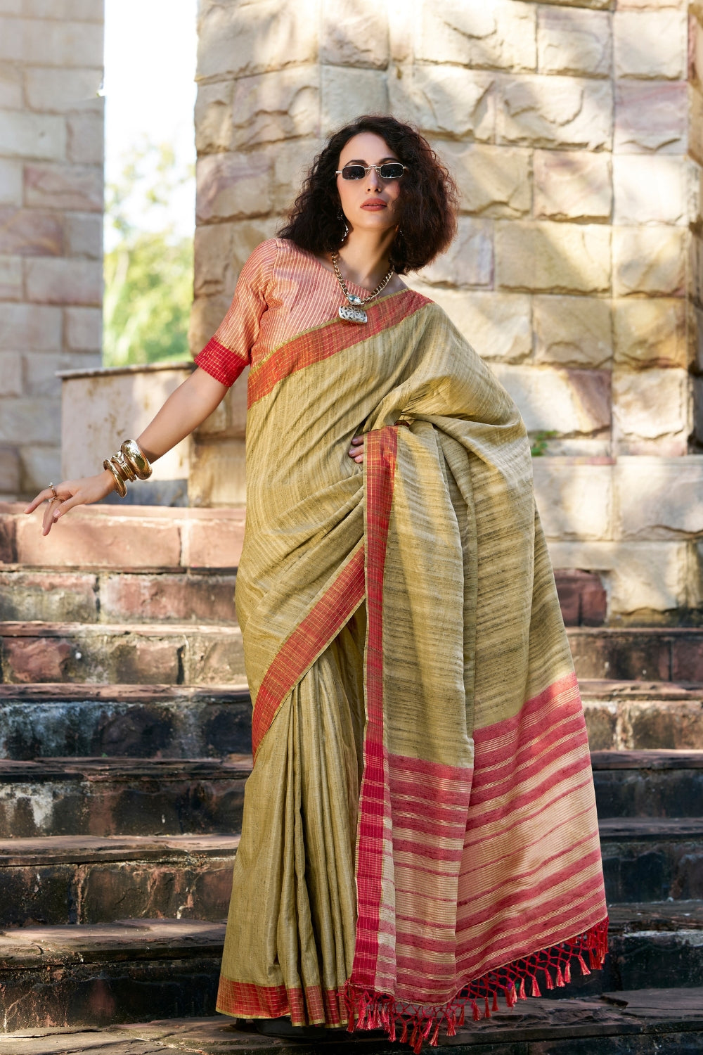 Mustard Handloom Silk Saree