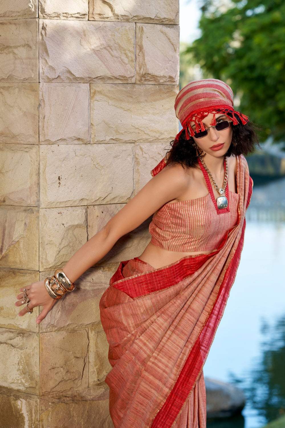 Rose Gold Handloom Silk Saree