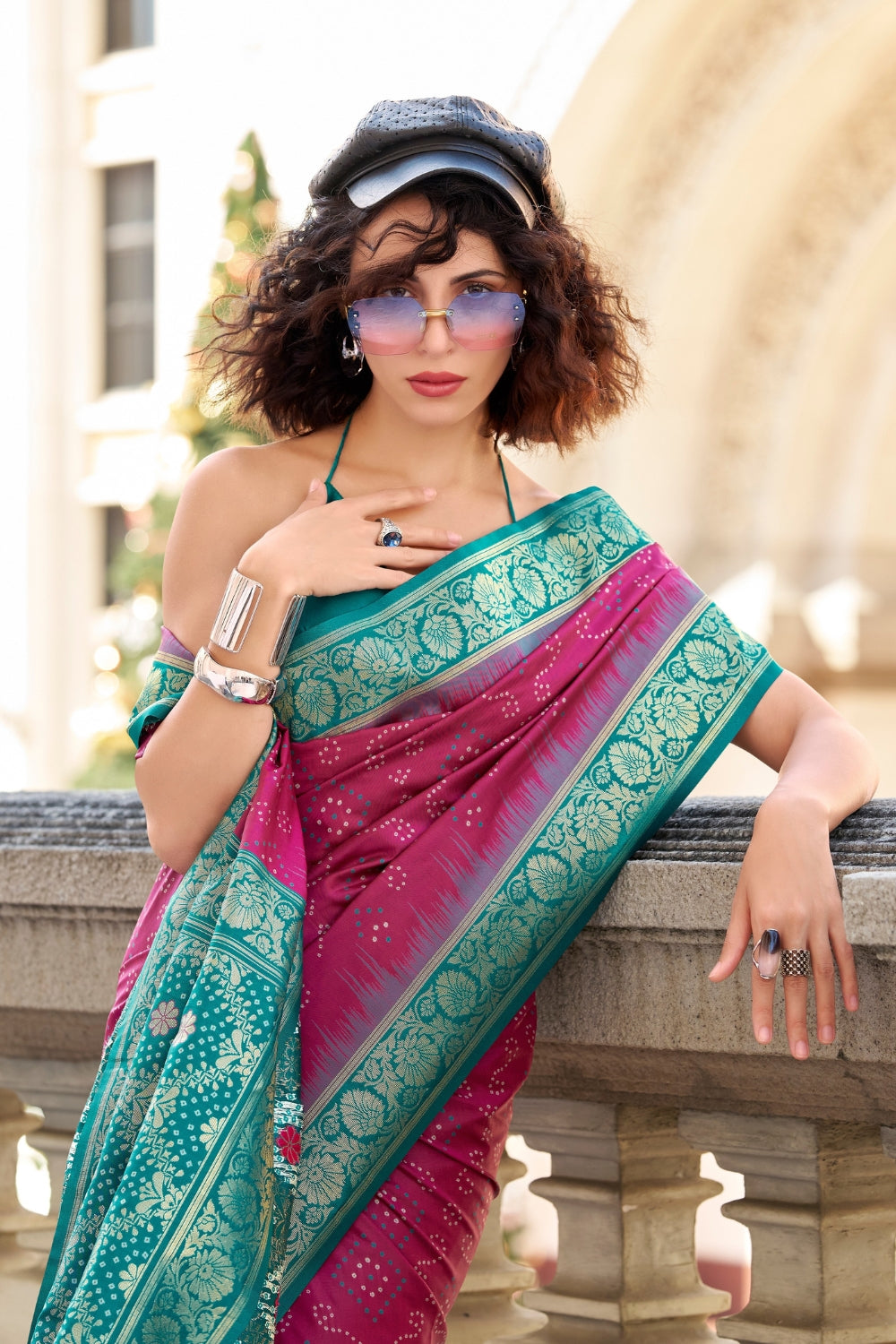 Maroon Banarasi Ikkat Saree