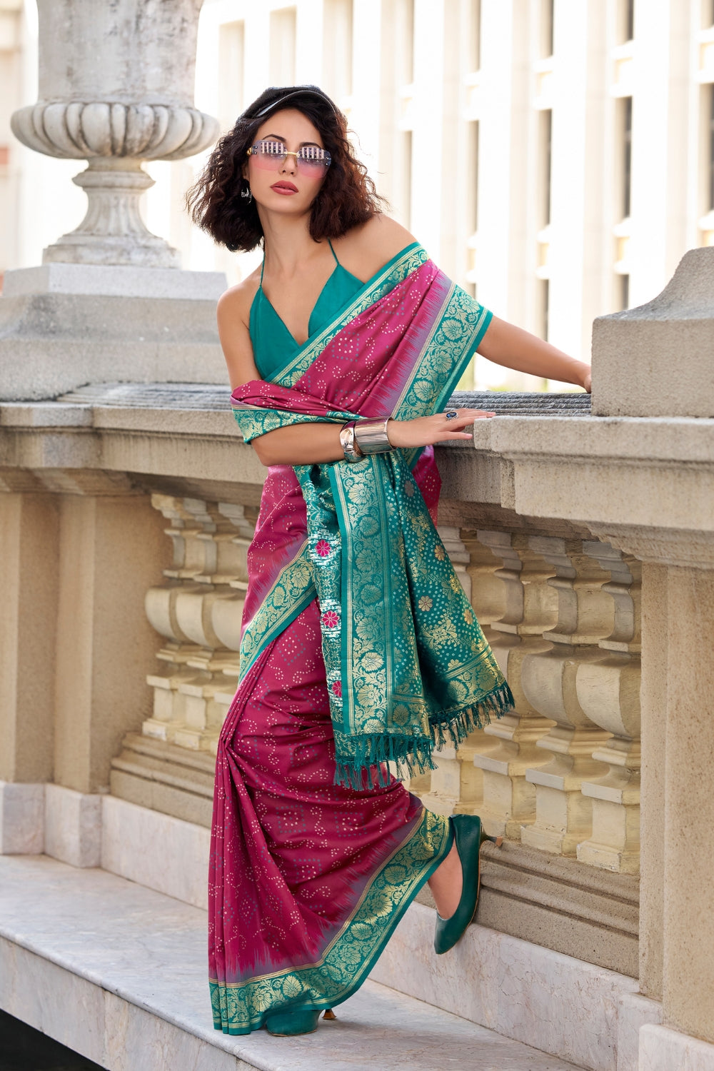 Maroon Banarasi Ikkat Saree