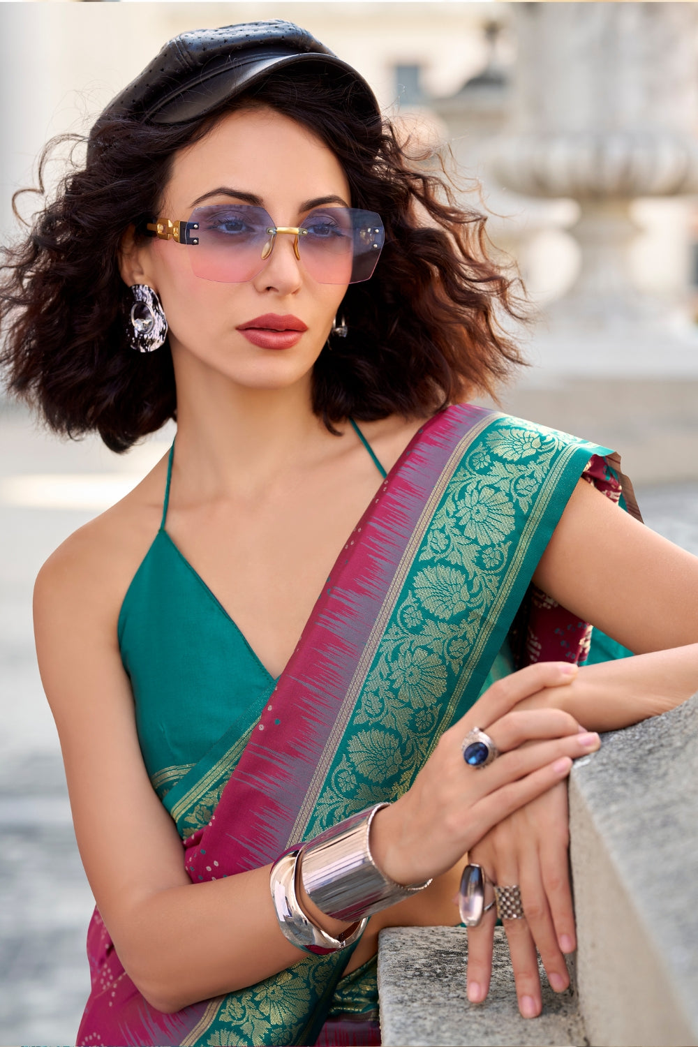 Maroon Banarasi Ikkat Saree
