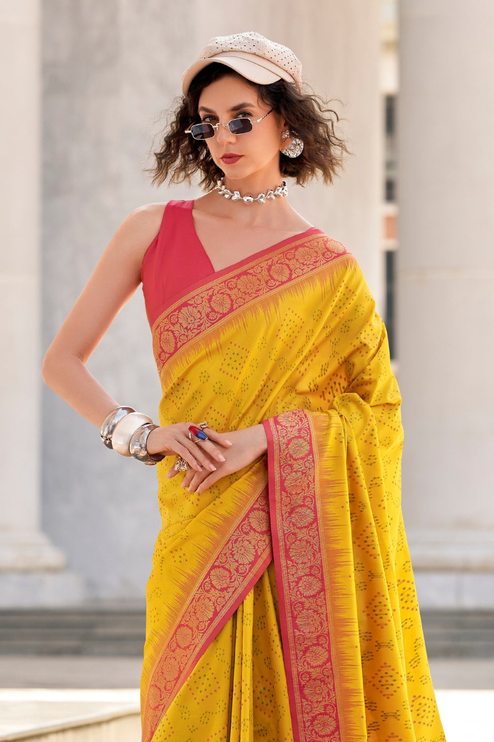 Mustard Banarasi Ikkat Saree