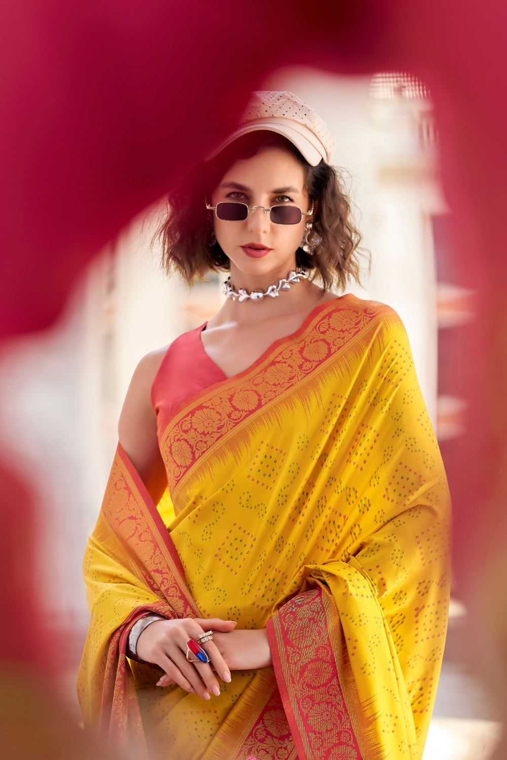 Mustard Banarasi Ikkat Saree