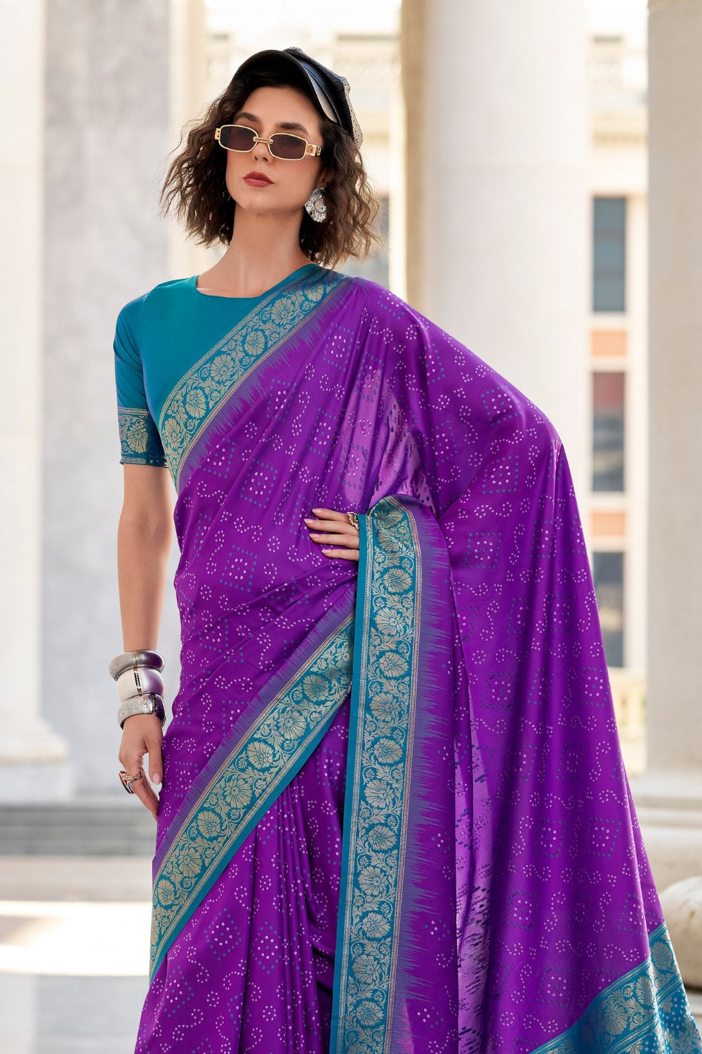 Purple Banarasi Ikkat Saree