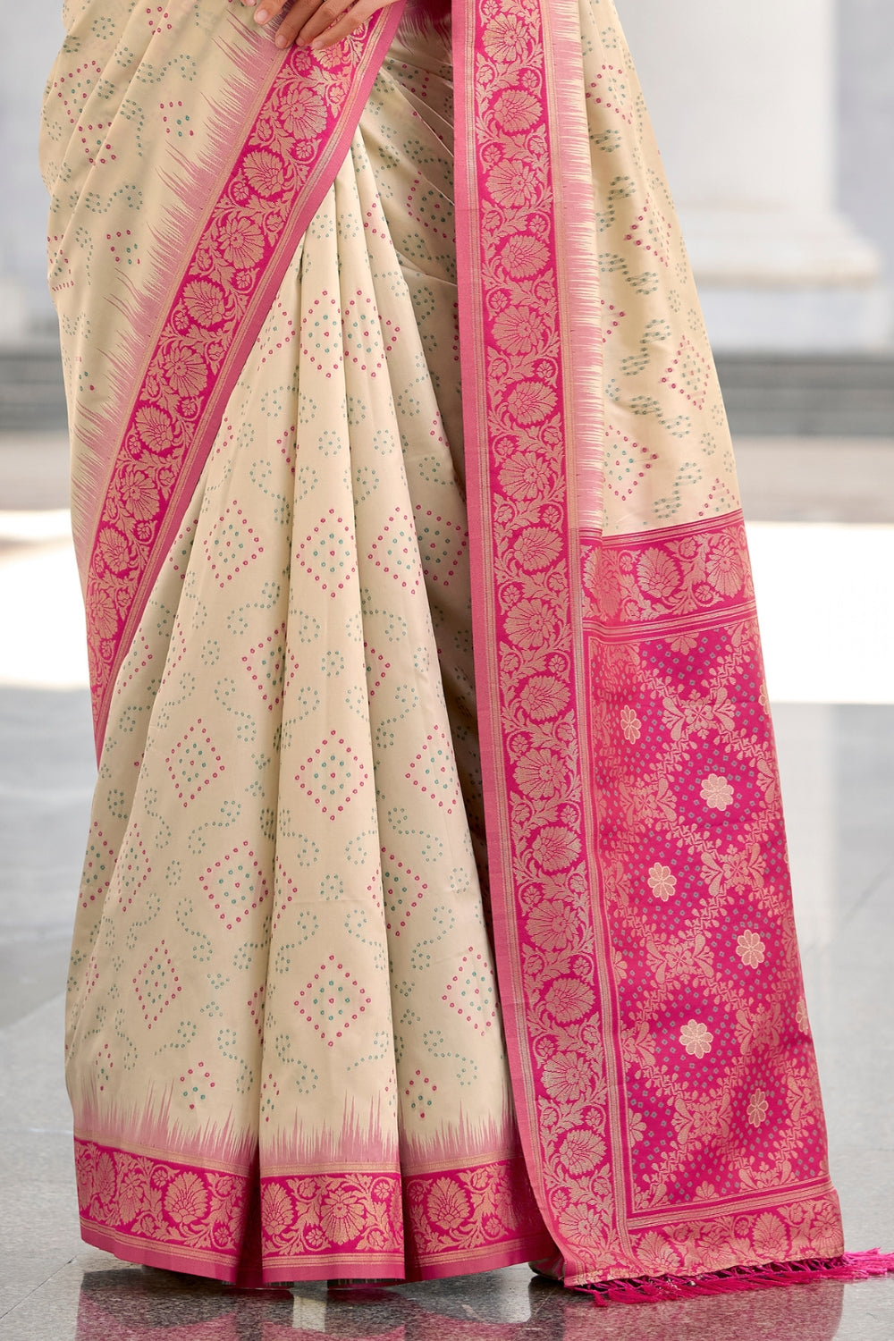Off White Banarasi Ikkat Saree