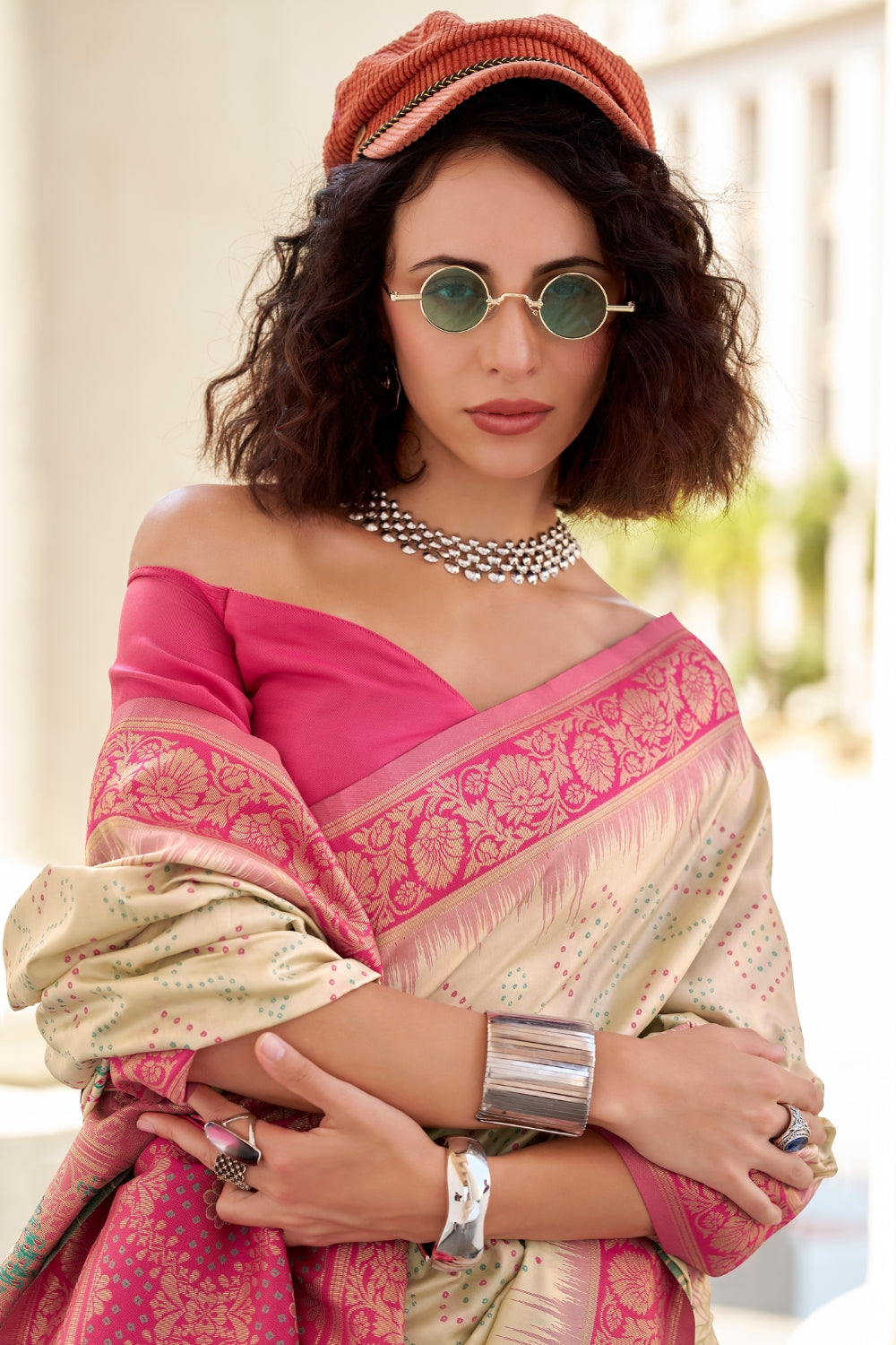 Off White Banarasi Ikkat Saree