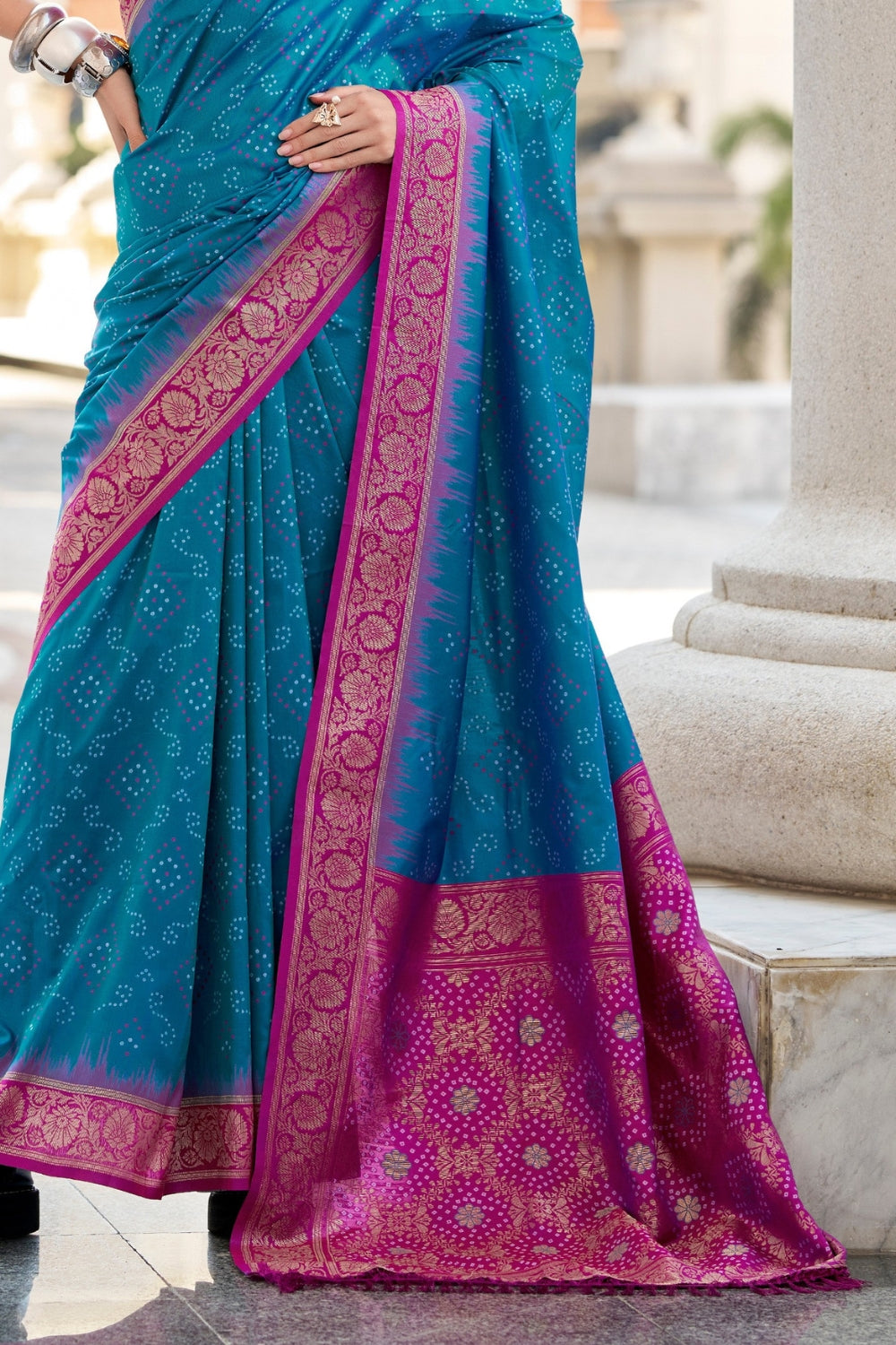Blue Banarasi Ikkat Saree