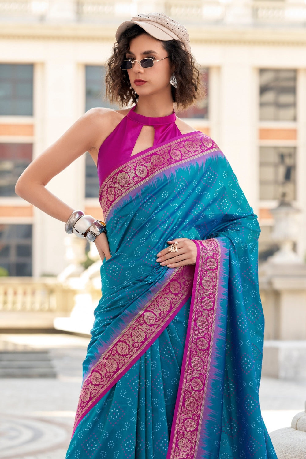 Blue Banarasi Ikkat Saree