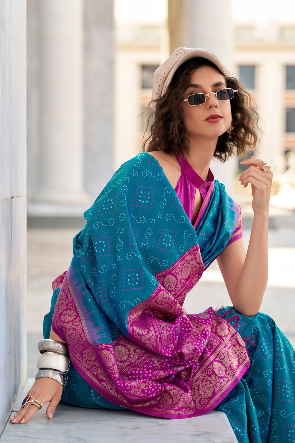 Blue Banarasi Ikkat Saree