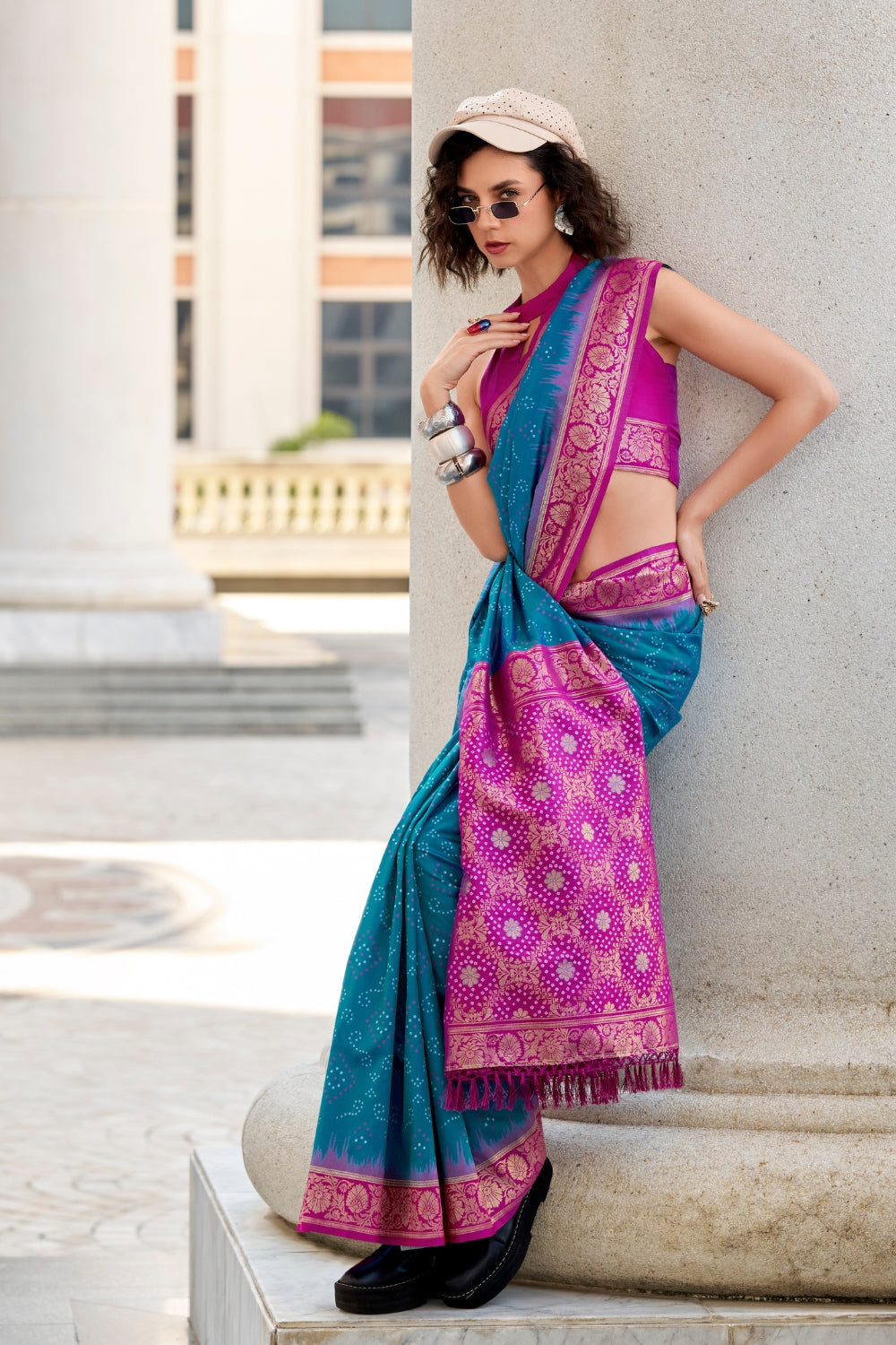 Blue Banarasi Ikkat Saree