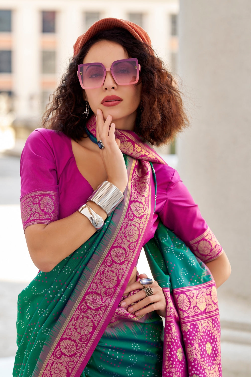 Green Banarasi Ikkat Saree
