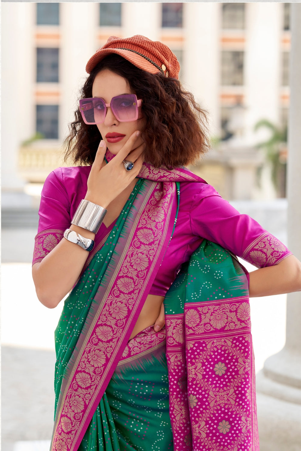 Green Banarasi Ikkat Saree