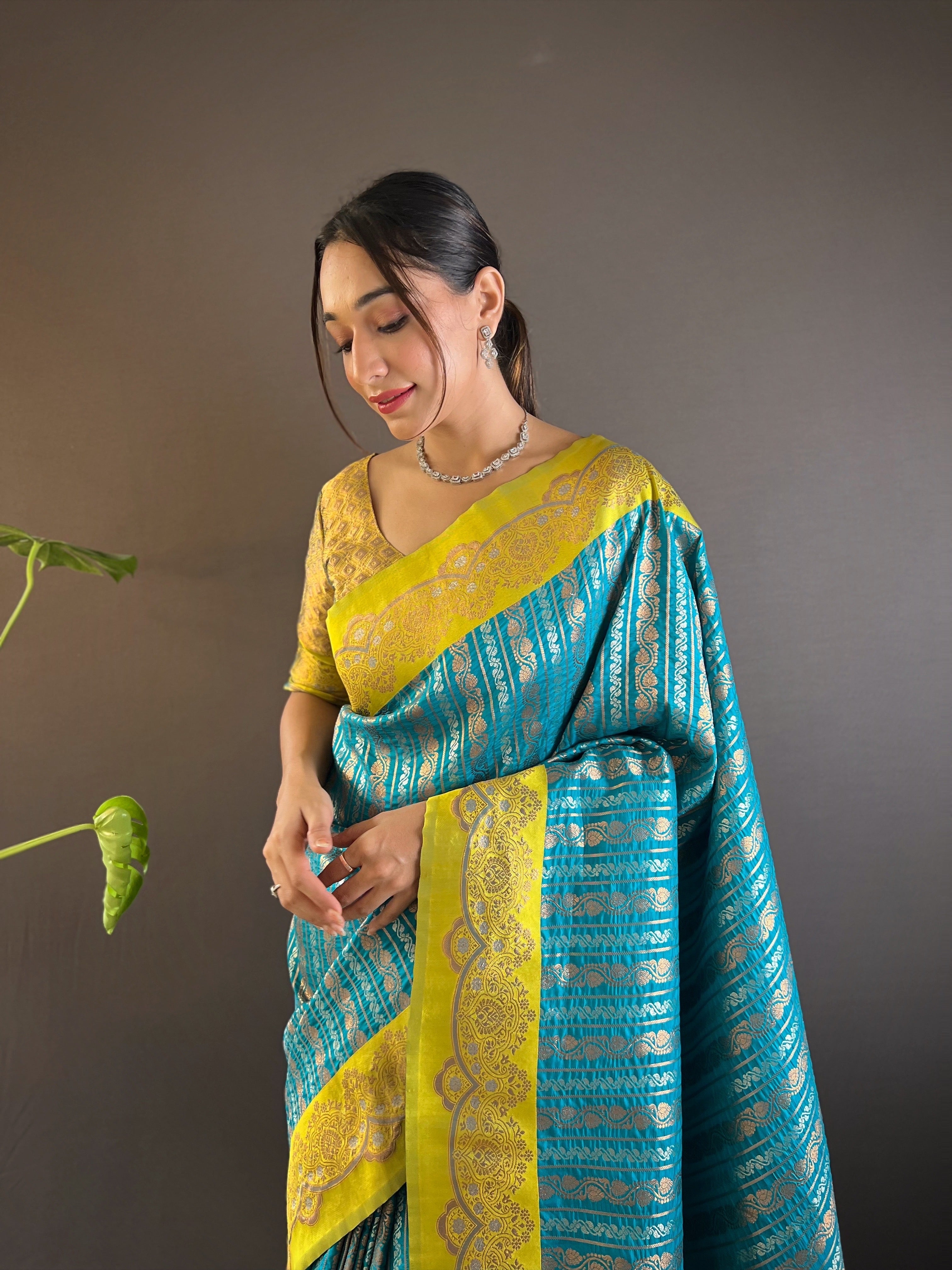 Sky Soft Silk Zari Border Saree
